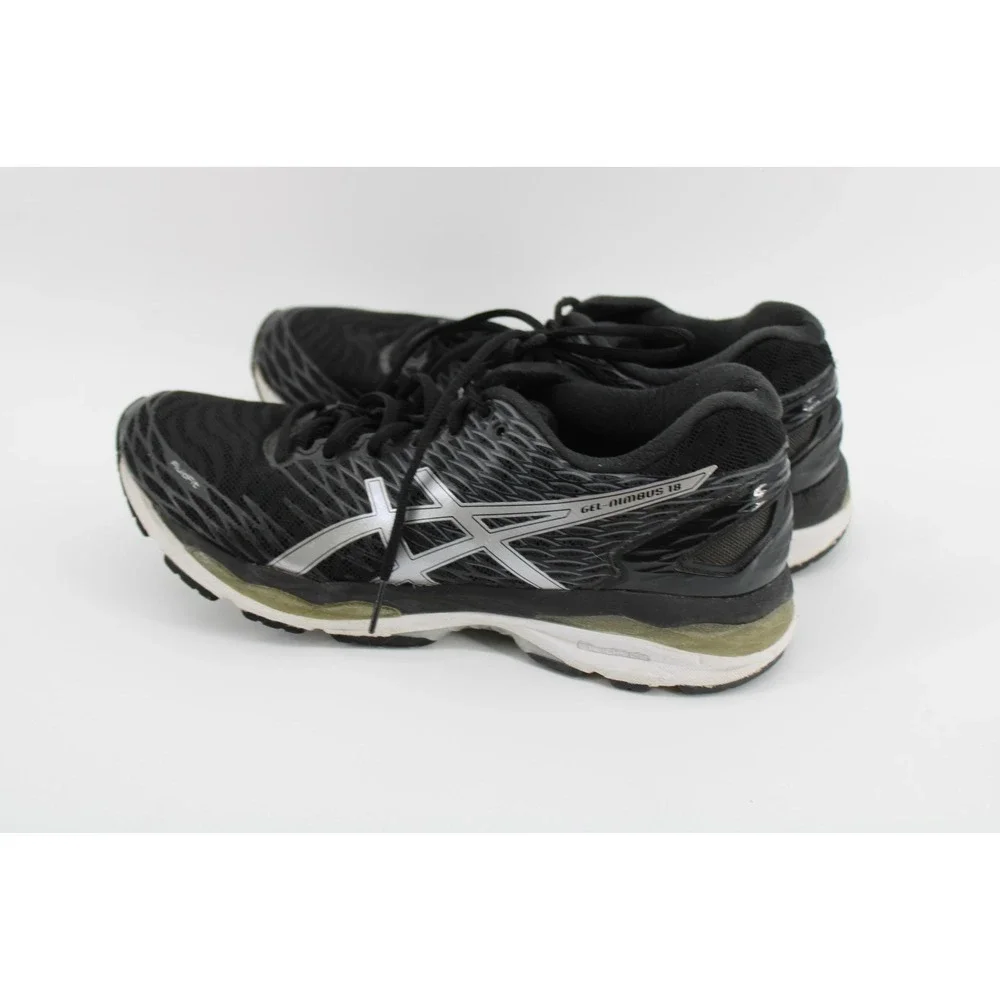 ASICS Women's Gel-Nimbus 18 Size 9 Black and Silver Running Shoe Walking